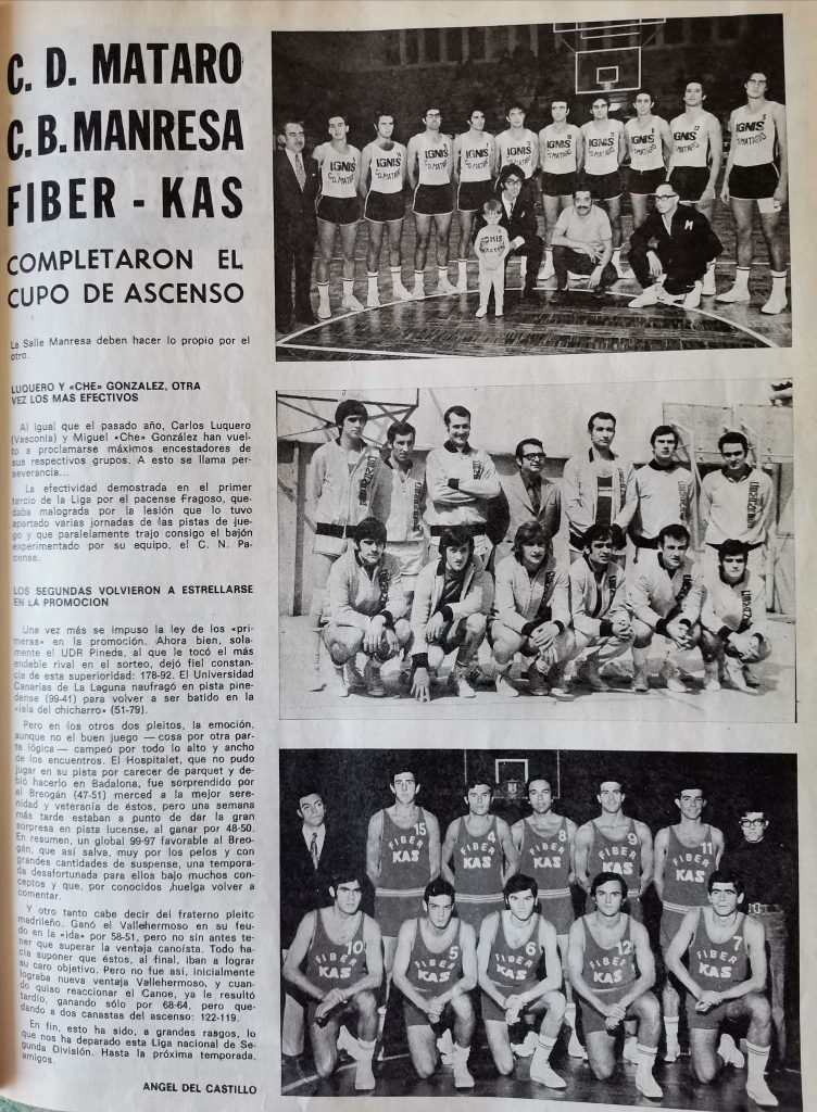 Los equipos que ascendieron junto al Vasconia en la campaña 71/72