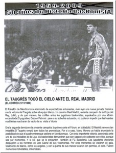 Tal día como el 20 de noviembre de 1988. El Baskonia puede con el Real Madrid de Petrovic