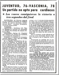 Tal día como el 25 de enero de 1976 “Primera victoria del Baskonia ante el Joventut en Badalona”