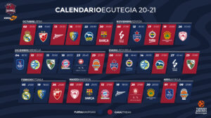 Calendario de la Euroliga 20/21.El Baskonia recibirá en la primera jornada al Real Madrid el 2 de octubre.