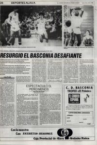 Temporada 83/84.Liga ACB J21 Arabatxo Baskonia 100-95 CAI Zaragoza