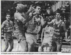Temporada 90/91. Liga ACB J22. Taugrés Baskonia 103-68 Caja San Fernando