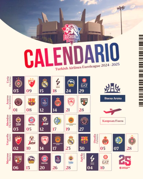 El calendario de la Euroliga 24/25